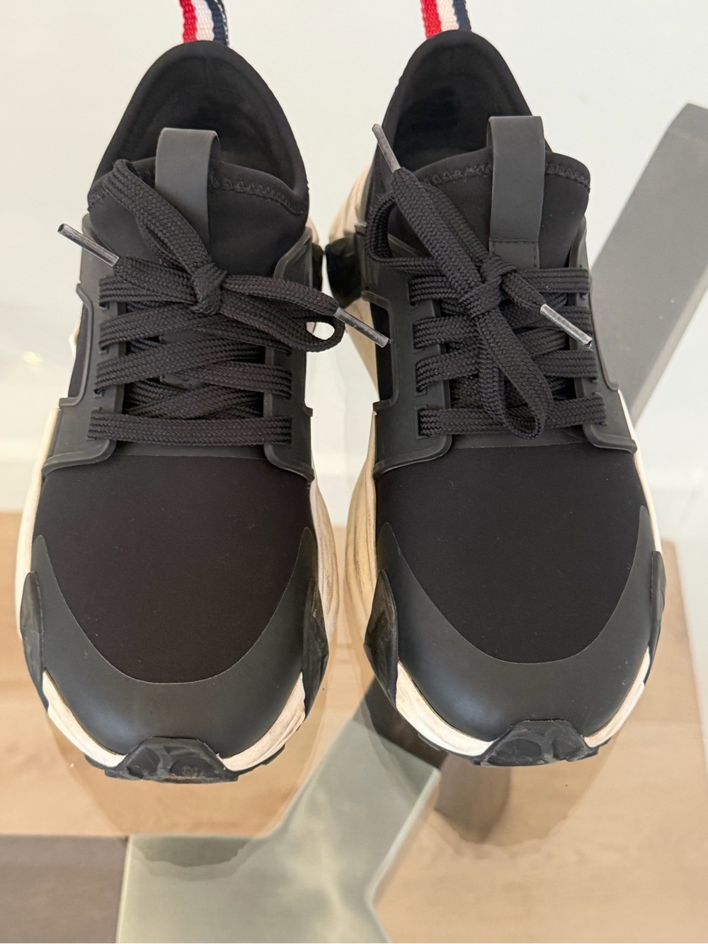 Moncler Black Neoprene Sneakers Chunky Sole Logo Size 6.5 - Picture 4 of 15